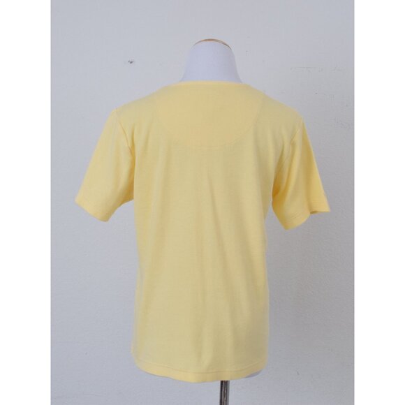 Vintage 90s‎ Yellow Cotton-Spandex Scop Neck Tee  | size L - Picture 3 of 10